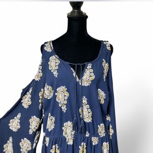 Xhilaration Navy and White Paisley Dress